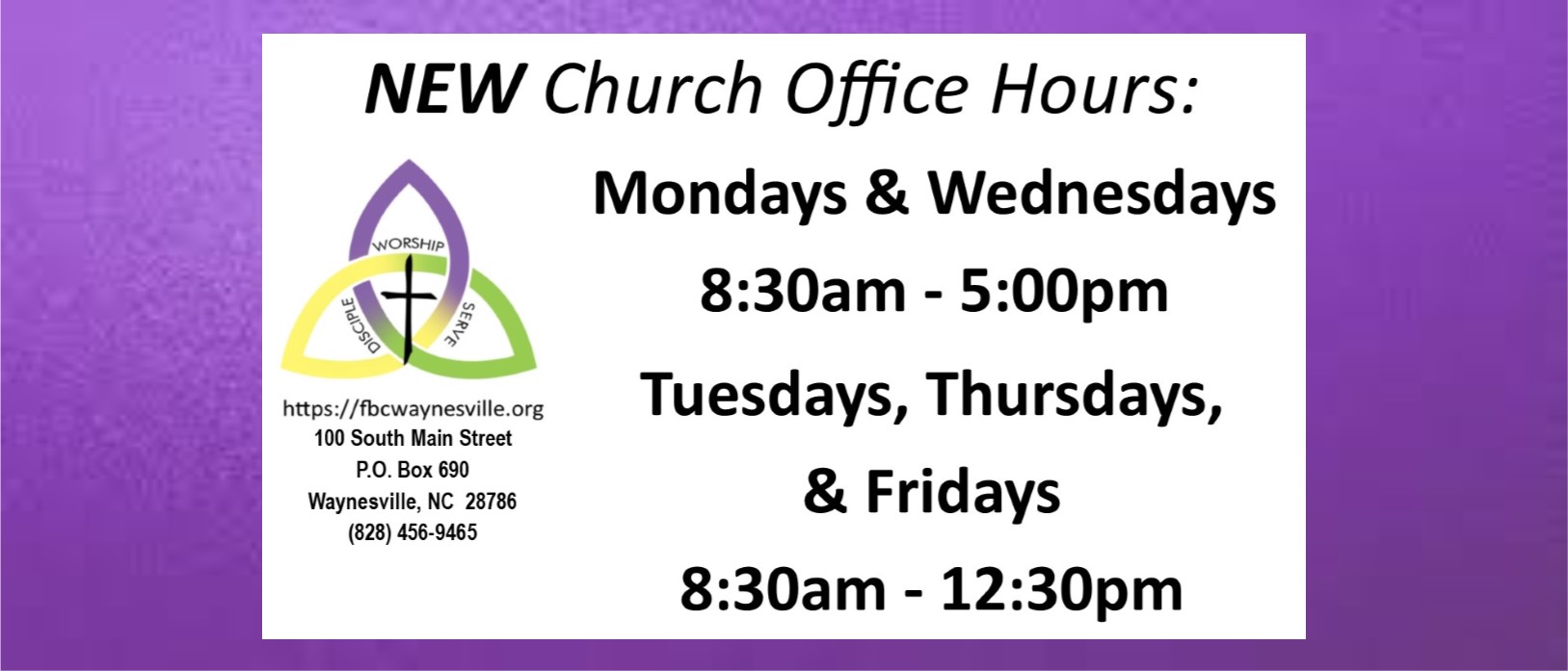 Home New Church Hours 9 1 24 First Baptist Church